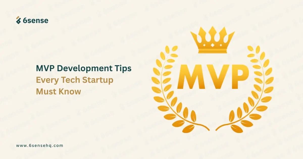 MVP development tips for tech startups featuring MVP crown illustration and startup strategy concept.