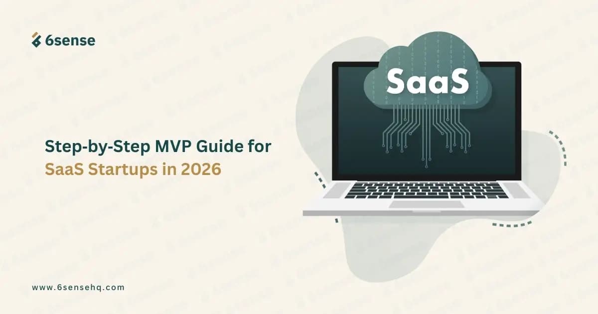Illustration showing SaaS MVP development process for startups with cloud software concept and step-by-step MVP planning for 2026