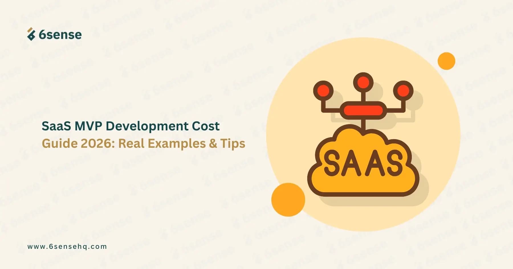 Illustration showing SaaS MVP development cost guide for 2026 with cloud SaaS icon and pricing insights