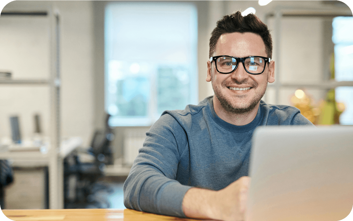 Happy developer working